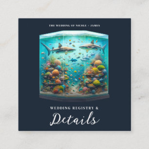Haie & Fische Aquatische Aquarell Aquarien Hochzei Quadratische Visitenkarte