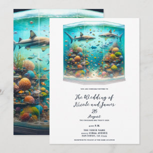 Haie & Fische Aquatische Aquarell Aquarium Hochzei Einladung
