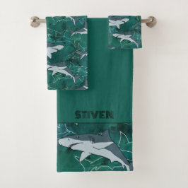 Haie im Meer. Badhandtuch Set