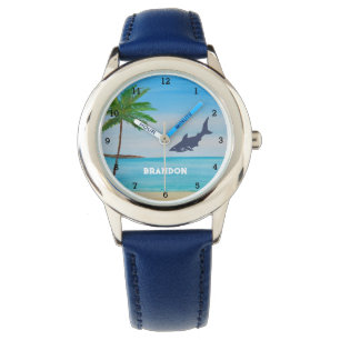 Haie Jungen Ozean Fisch Süße Tropische Blaue Kinde Armbanduhr