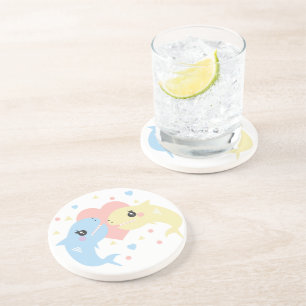 Haie Liebe Herz Funny Cartoon Pastel Getränkeuntersetzer