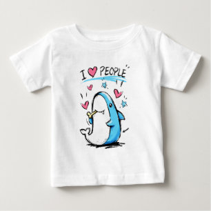Haie lieben Menschen Lustige Doodle-Cartoon Baby T-shirt