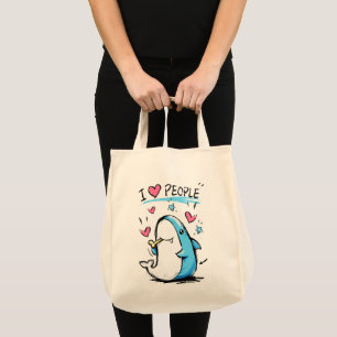 Haie lieben Menschen Lustige Doodle-Cartoon Tragetasche