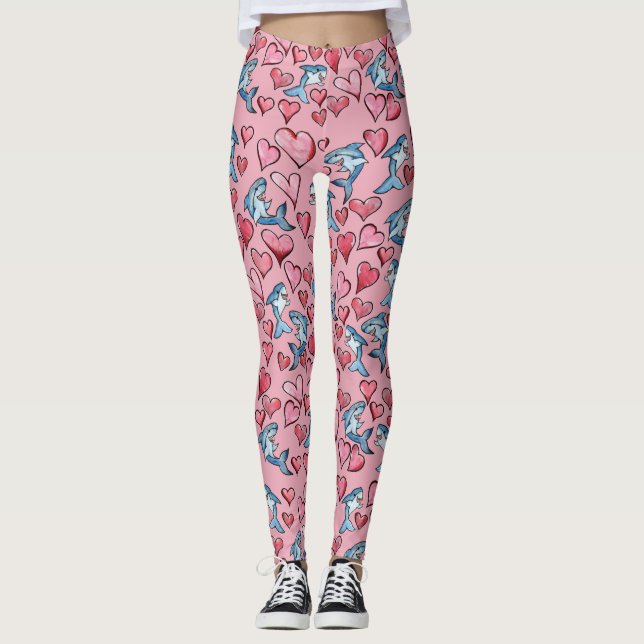 Haie lieben Niedliche Haie und Herz Leggings (Vorderseite)