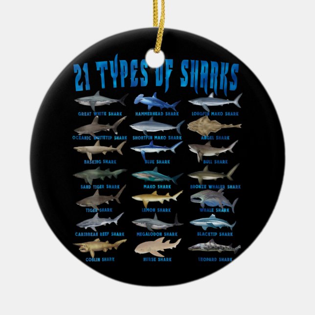 Haie liebt 21 Arten von Haien Keramik Ornament (Vorne)
