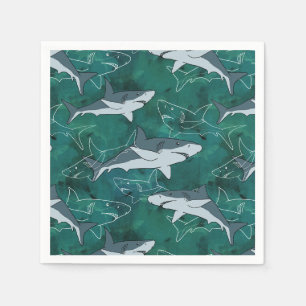 Haie, Meere, Meer, Fische, Raubfische, Tiere, Kief Serviette