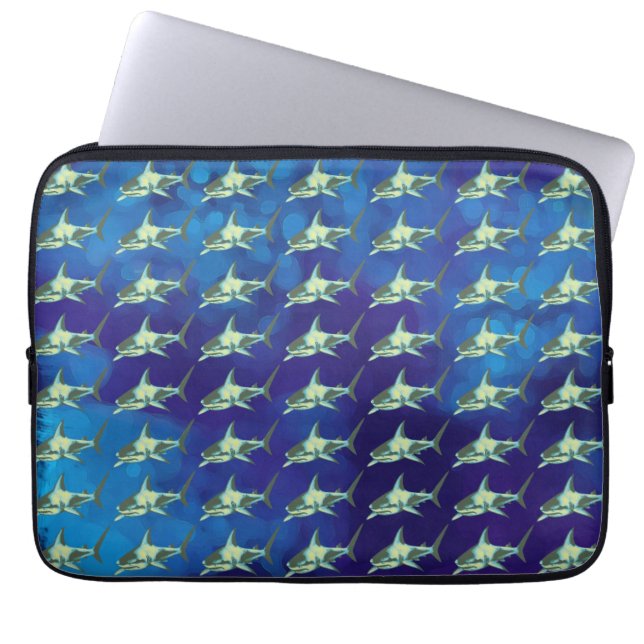 Haie, Muster blau Laptopschutzhülle (Vorderseite)