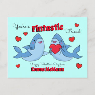 Haie Niedlich Kids Valentinstag Freundschaft Postkarte