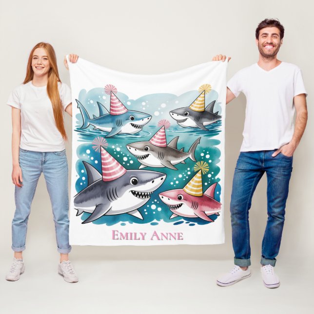 Haie Niedlich unter der Sea Girl Birthday Party Fleecedecke (Beispiel)