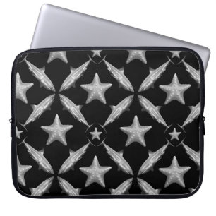 Haie Starfish Ocean Life Nautical Coastal Black Laptopschutzhülle