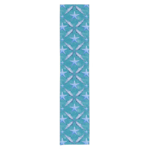 Haie Starfish Ocean Life Nautical Coastal Blue Kurzer Tischläufer