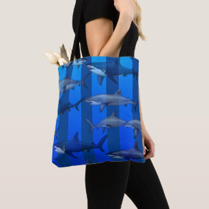 Haie und Blauer Streifen Tasche