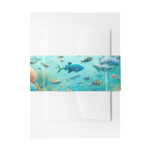 Haie und Fisch Aquatic Aquatic Aquarium Hochzeit Einladungsbanderole
