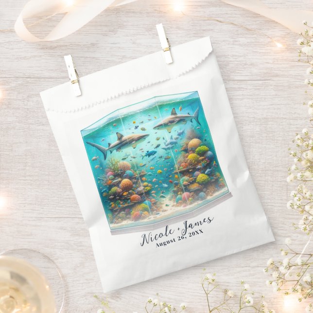 Haie und Fisch Aquatic Aquatic Aquarium Hochzeit Geschenktütchen (Ausgeschnitten)