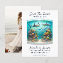 Haie und Fische Wasserfarbe Save the Date