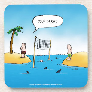 Haie Volleyball Lustige Cartoon Getränkeuntersetzer