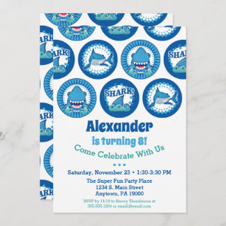 Haie zum Geburtstag Einladung Boys Shark Party