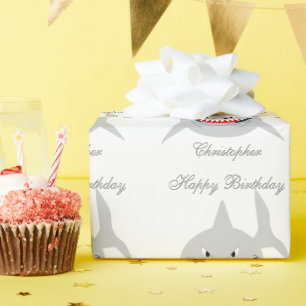 Haifisch addieren gerade Namensgeburtstag Geschenkpapier