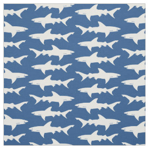 Haifisch-Angriffs-blaue und weiße Schule der Stoff