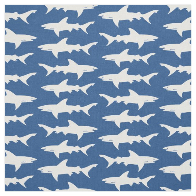 Haifisch-Angriffs-blaue und weiße Schule der Stoff (Muster)