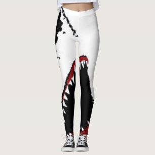 HAIFISCH-ANGRIFFS-LEGGINGS - GROSSER WEISSER LEGGINGS