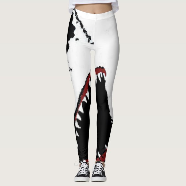 HAIFISCH-ANGRIFFS-LEGGINGS - GROSSER WEISSER LEGGINGS (Vorderseite)