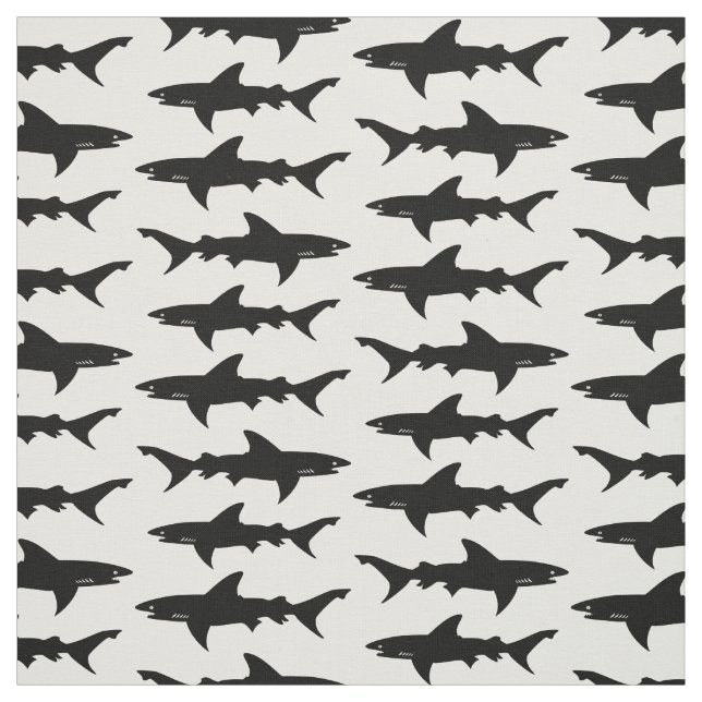 Haifisch-Angriffs-Schwarzweiss-Schule der Stoff (Muster)