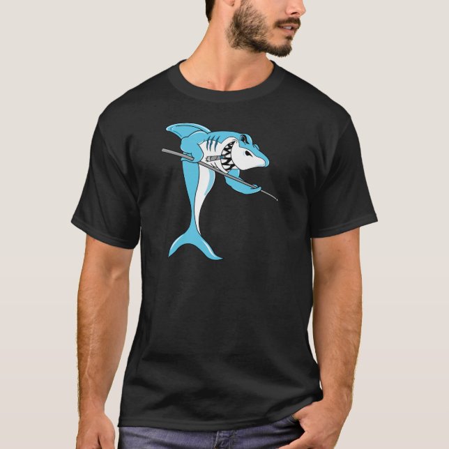 Haifisch, der Billard spielt T-Shirt (Vorderseite)