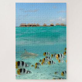 Haifisch, der Fische in tropischer Bora Bora Puzzle