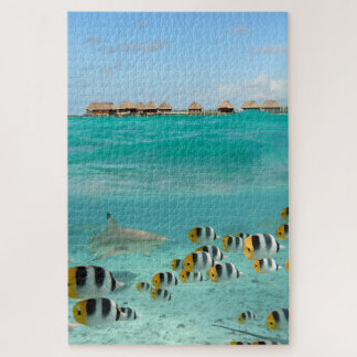 Haifisch, der Fische in tropischer Bora Bora Puzzle