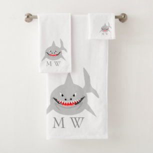Haifisch-Design mit Monogramm Badhandtuch Set