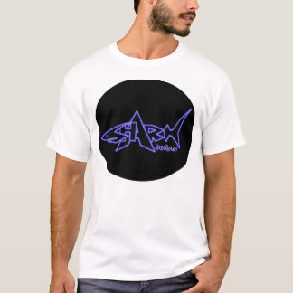Haifisch entwirft blaue Neonfront T-Shirt