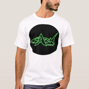 Haifisch entwirft grüne Neonfront T-Shirt