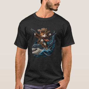 Haifisch-Fahrt-Kätzchen-Liebhaber Süßes-Tier-Meme- T-Shirt
