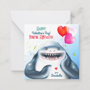 Haifisch-Fintastisch-Kinder-Klassen-Valentinskarte Mitteilungskarte