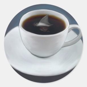 Haifisch-Flossen-Kaffee-Aufkleber Runder Aufkleber