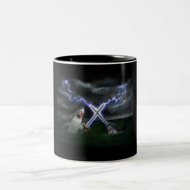 Haifisch gegen Narwhal Tasse (Mittel)