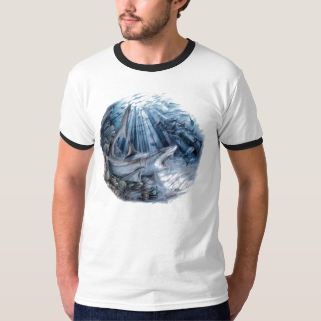Haifisch - graues Riff T-Shirt (Vorderseite)