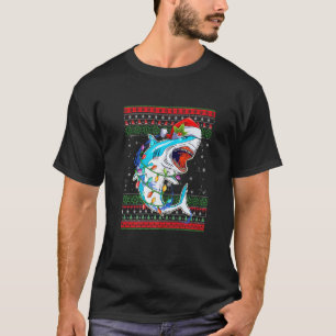 Haifisch hässlicher Weihnachtspullover Xmas Lichte T-Shirt