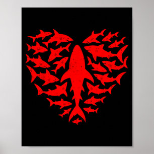 Haifisch-Herz-Ozean Lustiger Valentinstag Männer F Poster