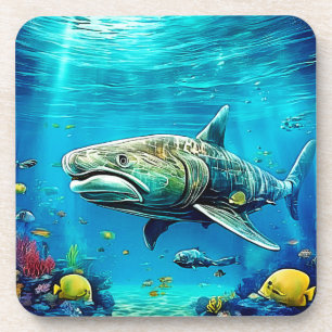 Haifisch-Ozean-Raubtier-Kunst Getränkeuntersetzer