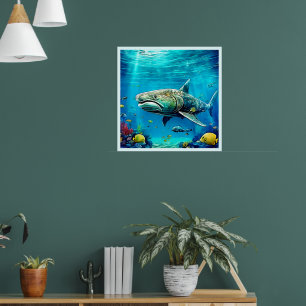 Haifisch-Ozean-Raubtier-Kunst Poster