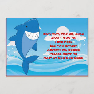 Haifisch-Pool-Party-Geburtstags-Einladung Einladung