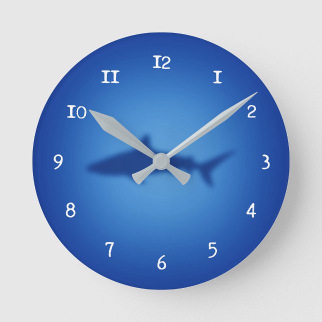 Haifisch-Silhouette Runde Wanduhr (Vorderseite)