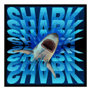 Haifisch-Text-Effekt-Typografie Poster