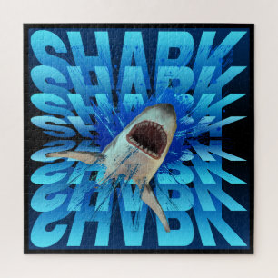 Haifisch-Text-Effekt-Typografie Puzzle