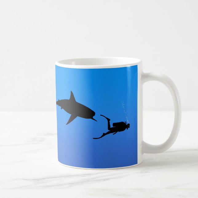 Haifisch und UNTERWASSERATEMGERÄT Kaffeetasse (Rechts)