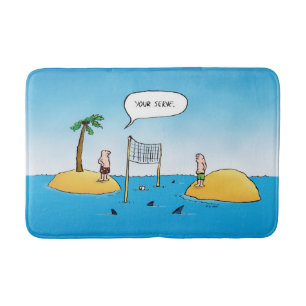 Haifisch-Volleyball-lustiger Cartoon Badematte