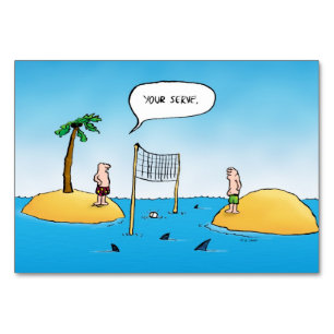 Haifisch-Volleyball-lustiger Cartoon Tischnummer