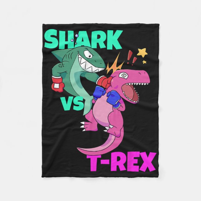 Haifisch vs. Dinosaurier T Rex Boxhandschuhe für K Fleecedecke (Vorderseite)